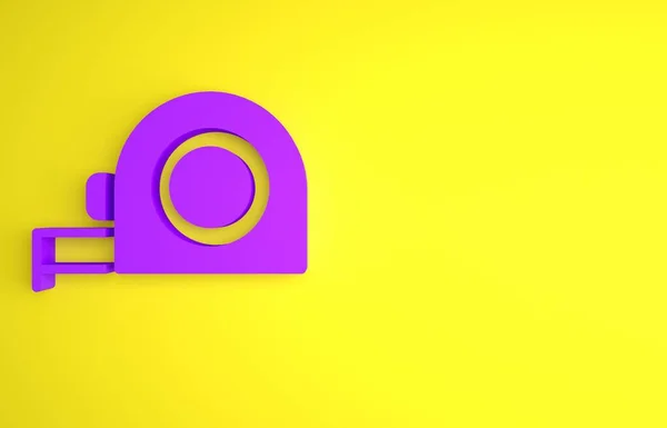 Fialová Ruleta Stavební Ikona Izolované Žlutém Pozadí Symbol Míry Pásky — Stock fotografie