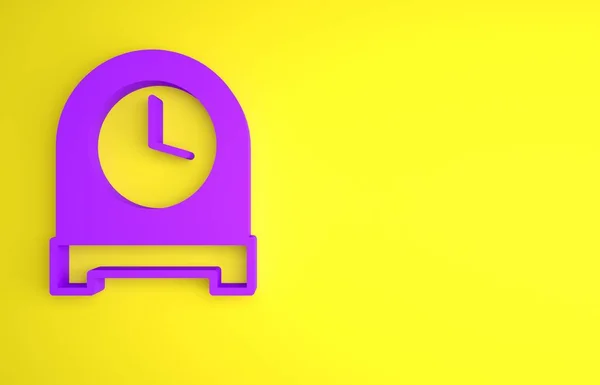 Фиолетовый Значок Антикварные Часы Изолированы Желтом Фоне Концепция Минимализма Рендеринг — стоковое фото