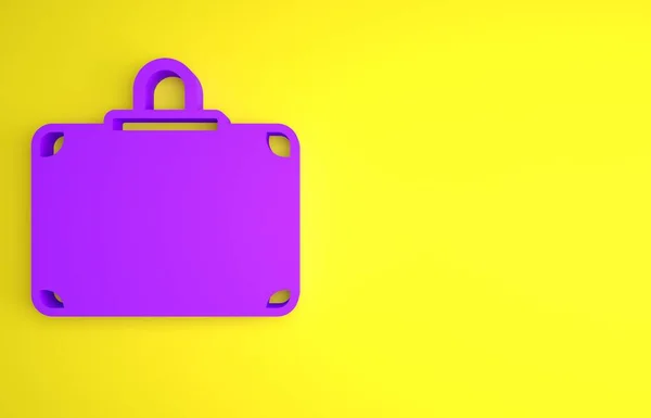 Purple Suitcase Voor Reisicoon Geïsoleerd Gele Achtergrond Reisbagagebord Reisbagage Icoon — Stockfoto