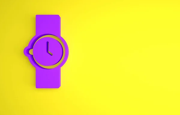 Lila Armbanduhr Symbol Isoliert Auf Gelbem Hintergrund Armbanduhr Symbol Minimalismus — Stockfoto