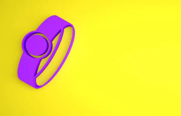 Purple Diamond Engagement Ring Icon Isolated Yellow Background Minimalism Concept — Stock Photo, Image
