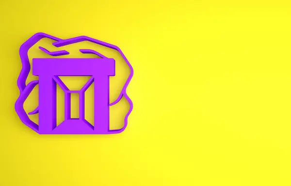 Purple Gold Mine Icon Isolated Yellow Background Minimalism Concept Render — Stock Photo, Image
