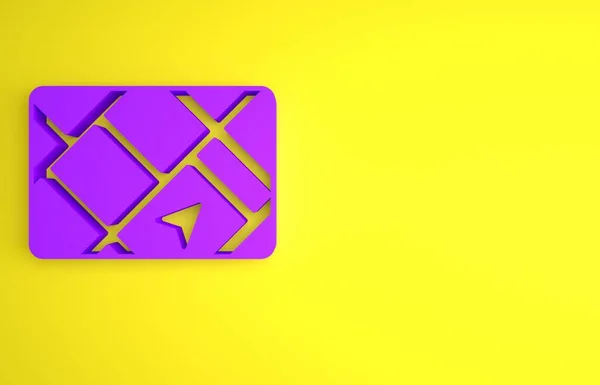 Purple Gps Συσκευή Εικονίδιο Χάρτη Απομονώνονται Κίτρινο Φόντο Μινιμαλιστική Έννοια — Φωτογραφία Αρχείου