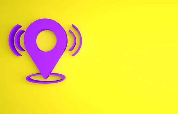 Purple Map Pin Icon Isolated Yellow Background Navigation Pointer Location — Stock Photo, Image