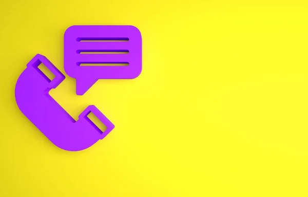 Purple Telephone Conversation Icon Isolated Yellow Background Telephone Handset Phone — Stock Photo, Image