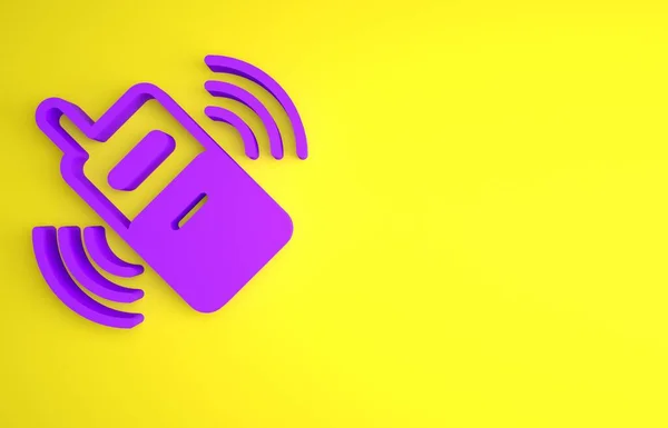 Purple Smartphone Mobile Phone Icon Isolated Yellow Background Minimalism Concept — Stock Photo, Image