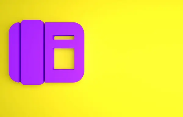 Icono Teléfono Púrpura Aislado Sobre Fondo Amarillo Señal Telefónica Concepto — Foto de Stock