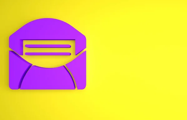 Фіолетова Пошта Значок Електронної Пошти Ізольовані Жовтому Тлі Електронна Пошта — стокове фото