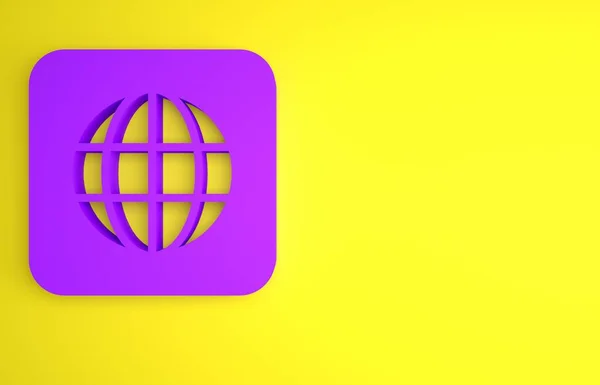 Icono Purple Worldwide Aislado Sobre Fondo Amarillo Pin Globo Concepto —  Fotos de Stock