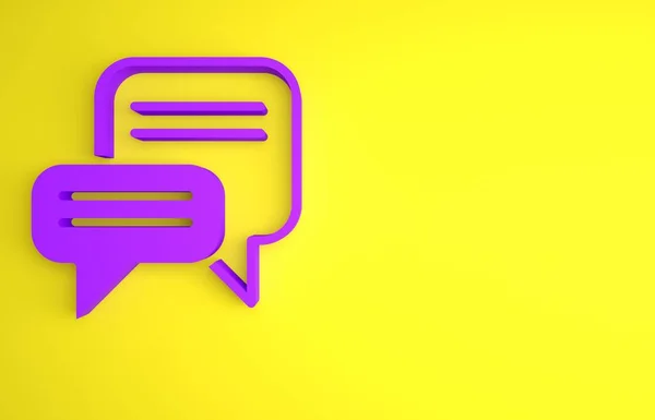 Purple Speech Icono Burbuja Chat Aislado Fondo Amarillo Icono Del — Foto de Stock