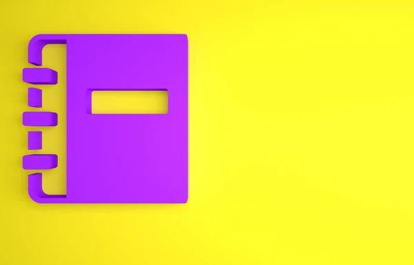 Фіолетова Піктограма Ноутбука Ізольована Жовтому Тлі Спіральна Піктограма Блокнота Шкільний — стокове фото