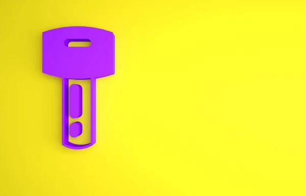 Purple Car Key Remote Icon Isolated Yellow Background Car Key — Stock Photo, Image