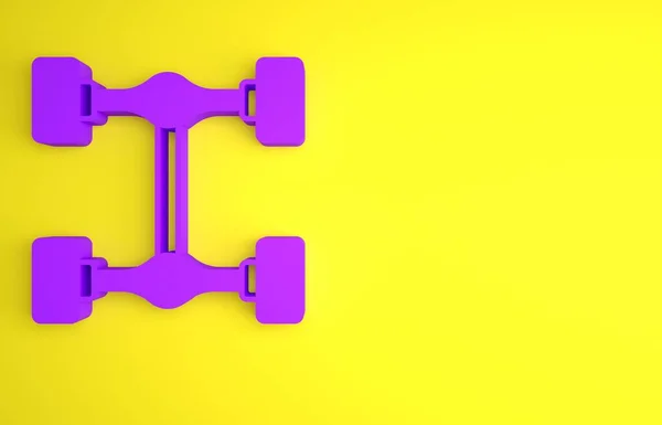 Фіолетовий Значок Автомобіля Шасі Ізольовано Жовтому Тлі Концепція Мінімалізму Ілюстрація — стокове фото