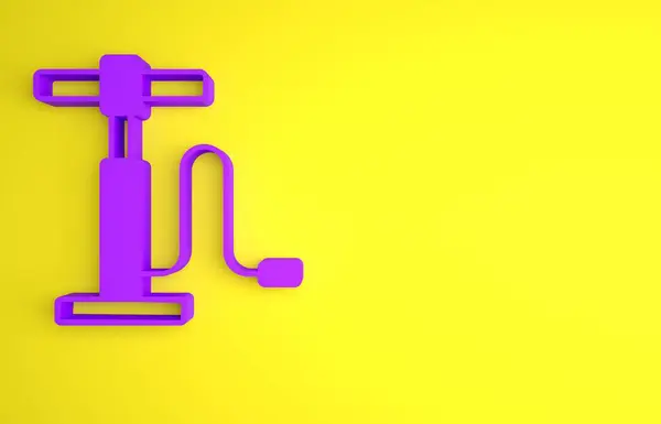Lila Auto Luftpumpe Symbol Isoliert Auf Gelbem Hintergrund Minimalismus Konzept — Stockfoto