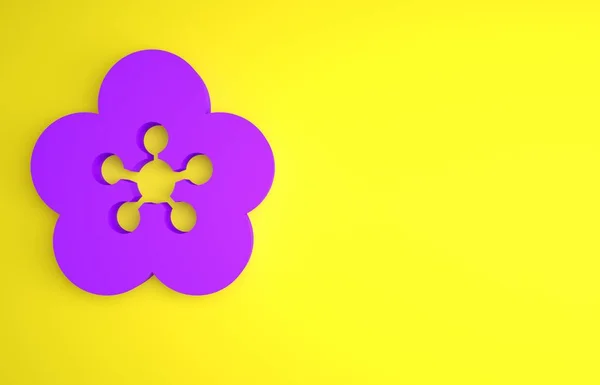 Icône Fleur Lotus Violet Isolé Sur Fond Jaune Concept Minimalisme — Photo