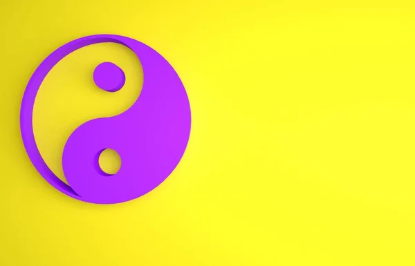 Purple Yin Yang Symbol Harmony Balance Icon Isolated Yellow Background — Stock Photo, Image