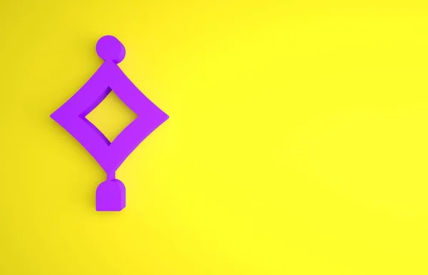 Icono Linterna Papel Chino Púrpura Aislado Sobre Fondo Amarillo Concepto —  Fotos de Stock