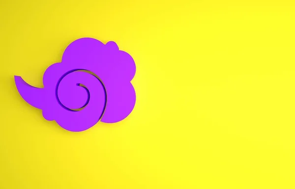 紫色的魔法雾或烟雾图标孤立在黄色的背景 最低纲领的概念 3D渲染说明 — 图库照片