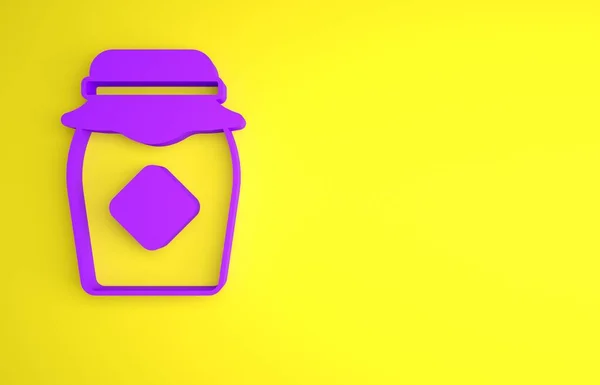 Tarro Púrpura Miel Icono Aislado Sobre Fondo Amarillo Banco Alimentos —  Fotos de Stock