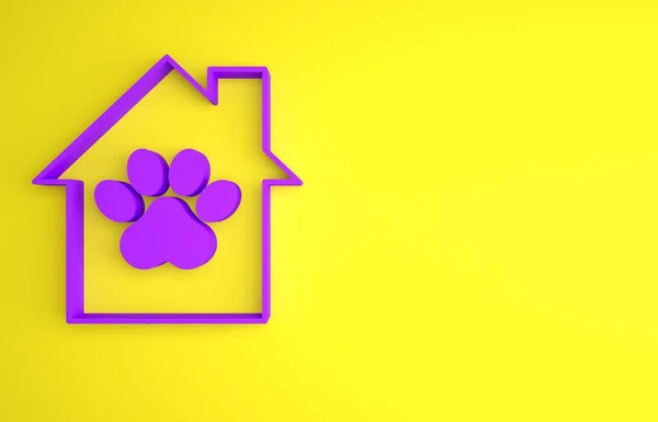 Fioletowy Pet House Ikona Izolowane Żółtym Tle Koncepcja Minimalizmu Ilustracja — Zdjęcie stockowe