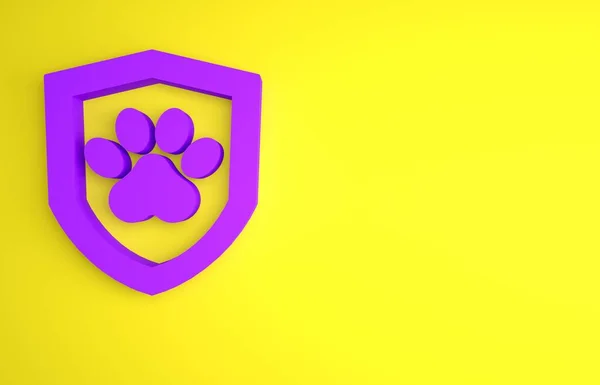 Fioletowy Ikona Ubezpieczenia Zdrowotnego Zwierząt Izolowana Żółtym Tle Koncepcja Ochrony — Zdjęcie stockowe