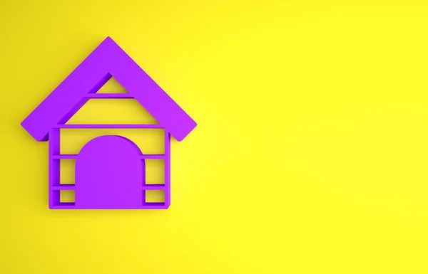 Perro Púrpura Icono Casa Aislado Sobre Fondo Amarillo Una Perrera — Foto de Stock