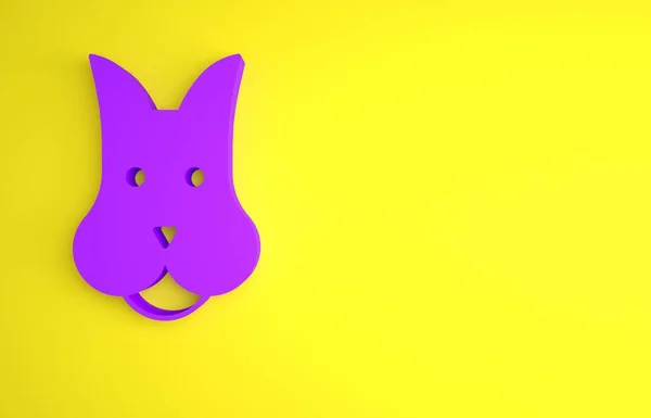 Фиолетовый Значок Собаки Выделен Желтом Фоне Концепция Минимализма Рендеринг — стоковое фото