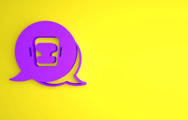 Purple Boxing Helm Pictogram Geïsoleerd Gele Achtergrond Minimalisme Concept Weergave — Stockfoto