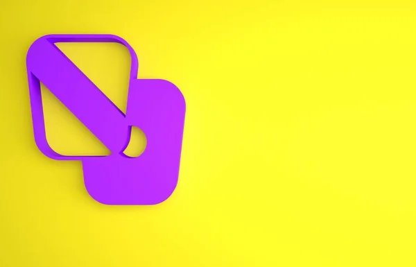 紫色拳击训练爪图标孤立在黄色背景 最低纲领的概念 3D渲染说明 — 图库照片
