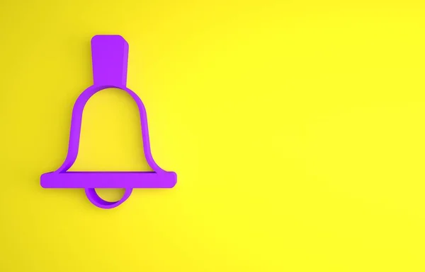 Fialový Box Zvonek Ikona Izolované Žlutém Pozadí Minimalismus Vykreslování — Stock fotografie