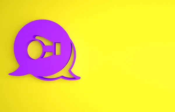 Guante Boxeo Púrpura Icono Aislado Sobre Fondo Amarillo Concepto Minimalista — Foto de Stock