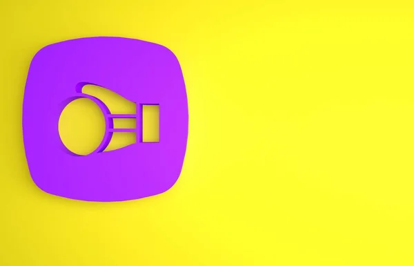 紫色拳击手套图标孤立在黄色背景 最低纲领的概念 3D渲染说明 — 图库照片