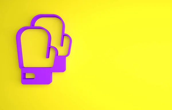 Lila Boxhandschuh Symbol Isoliert Auf Gelbem Hintergrund Minimalismus Konzept Darstellung — Stockfoto