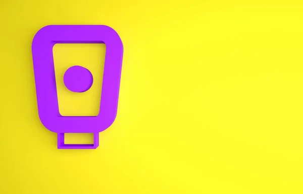 紫色拳击训练爪图标孤立在黄色背景 最低纲领的概念 3D渲染说明 — 图库照片