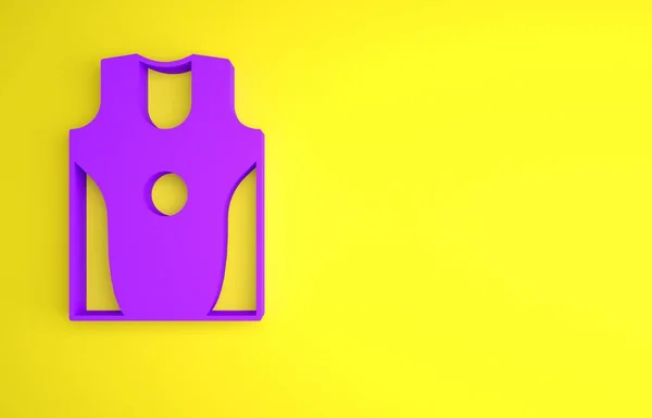 紫色拳击衫和T恤图标孤立在黄色背景 最低纲领的概念 3D渲染说明 — 图库照片