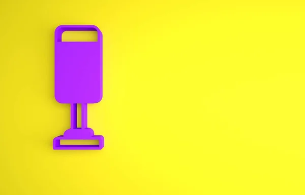 Icono Bolsa Perforación Púrpura Aislado Sobre Fondo Amarillo Concepto Minimalista — Foto de Stock