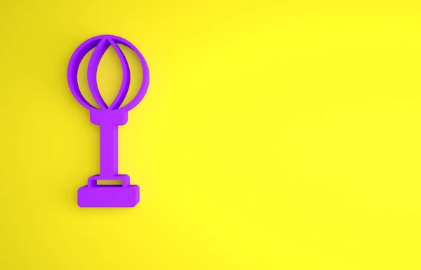 Icono Bolsa Perforación Púrpura Aislado Sobre Fondo Amarillo Concepto Minimalista —  Fotos de Stock