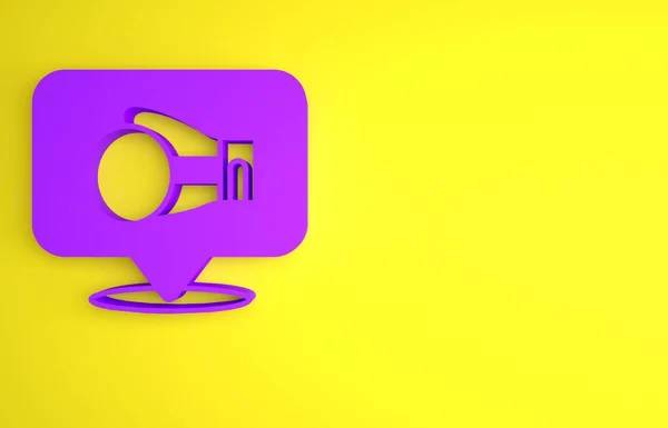 Guante Boxeo Púrpura Icono Aislado Sobre Fondo Amarillo Concepto Minimalista — Foto de Stock