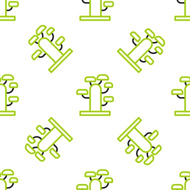 Çizgi Afrika ağaç simgesi beyaz arkaplanda izole edilmiş pürüzsüz desen. Baobab, akasya ve diğerleri. Vektör.