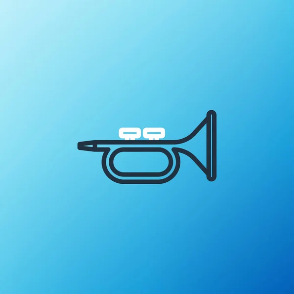 Línea Instrumento Musical Icono Trompeta Aislado Sobre Fondo Azul Concepto — Vector de stock