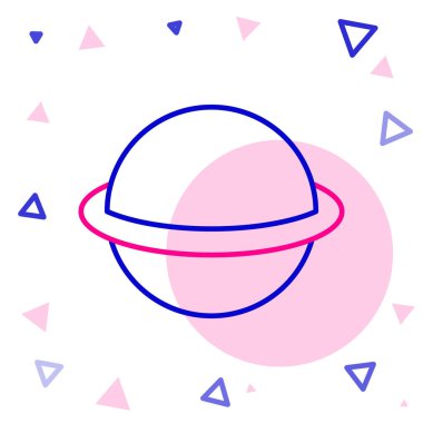 Gezegen Satürn 'ün beyaz arka planda izole edilmiş gezegen halka ikonu. Renkli taslak konsepti. Vektör