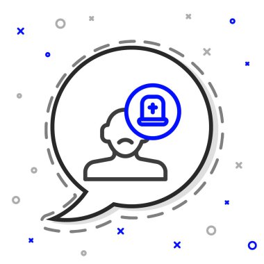 Beyaz arka planda izole edilmiş çizgi erkek doktor ikonu. Renkli taslak konsepti. Vektör