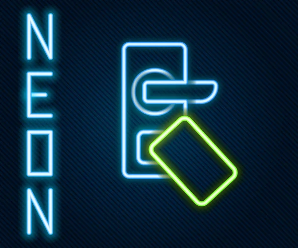 Glowing Neon Line Digital Door Lock Wireless Technology Unlock Icon — Stock Vector