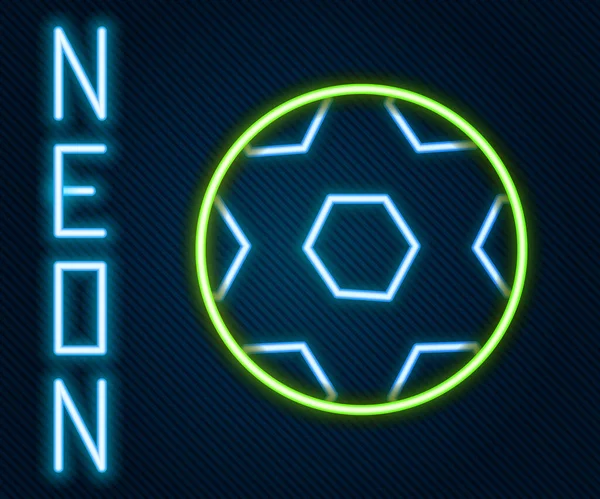 Świecące Neon Linii Piłka Nożna Ikona Piłki Izolowane Czarnym Tle — Wektor stockowy