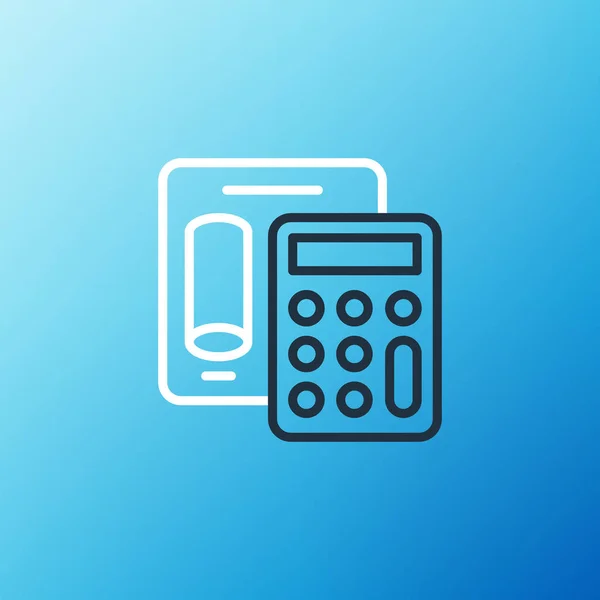 Řádková Kalkulačka Ikona Izolovaná Modrém Pozadí Účetní Symbol Obchodní Výpočty — Stockový vektor