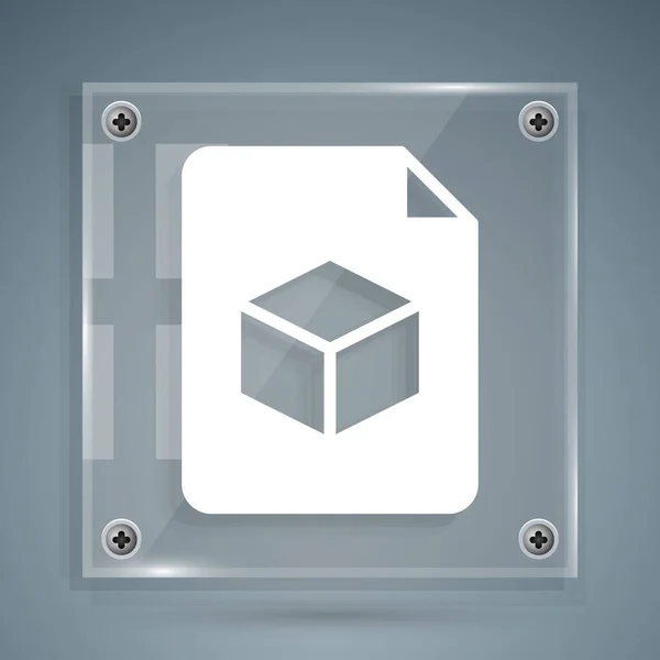 Білий Ізометричний Куб Значок Файлу Ізольовано Сірому Фоні Геометричні Кубики — стоковий вектор