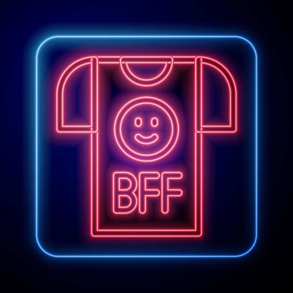 Brillante Neon Bff Migliori Amici Sempre Icona Isolata Sfondo Nero — Vettoriale Stock