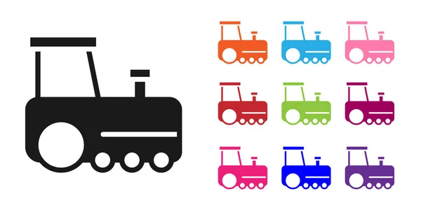 Εικονίδιο Του Τρένου Black Toy Απομονώθηκε Λευκό Φόντο Ορισμός Εικονίδια — Διανυσματικό Αρχείο