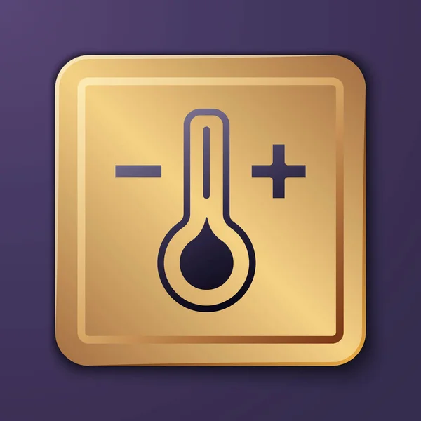 Фиолетовый Метеорологический Термометр Измеряющий Иконку Фиолетовом Фоне Термометр Показывает Жаркую — стоковый вектор
