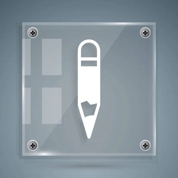 Weißes Bleistift Symbol Isoliert Auf Grauem Hintergrund Zeichen Und Erziehungswerkzeuge — Stockvektor